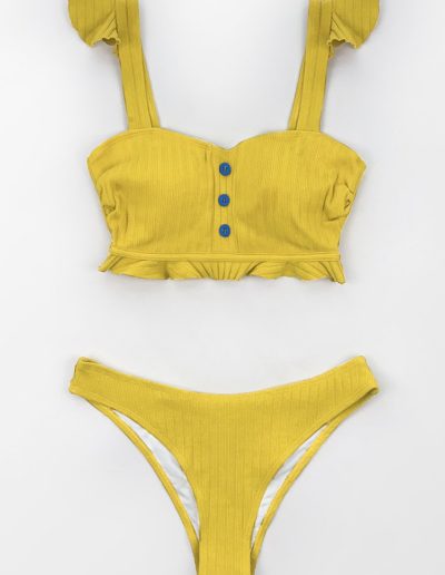 YELLOW BUTTONS BANDEAU BIKINI